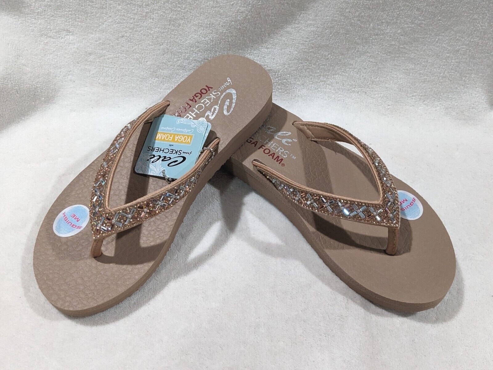 Skechers Women's Meditation Lotus Bae Rose Gold Thong Sandals - Size 9/10 NWB