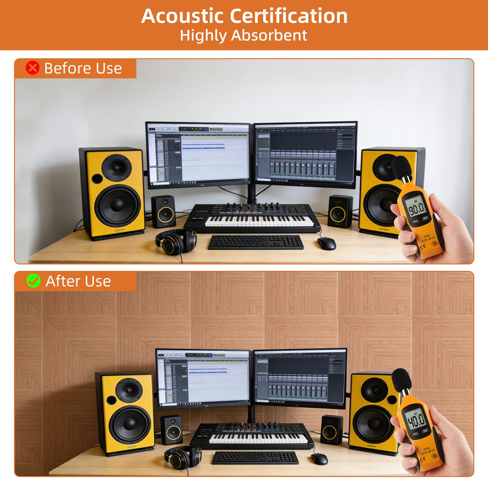 6 PCS Acoustical Wall Panels，Self-adhesive Sound Absorbing Panel Decorative