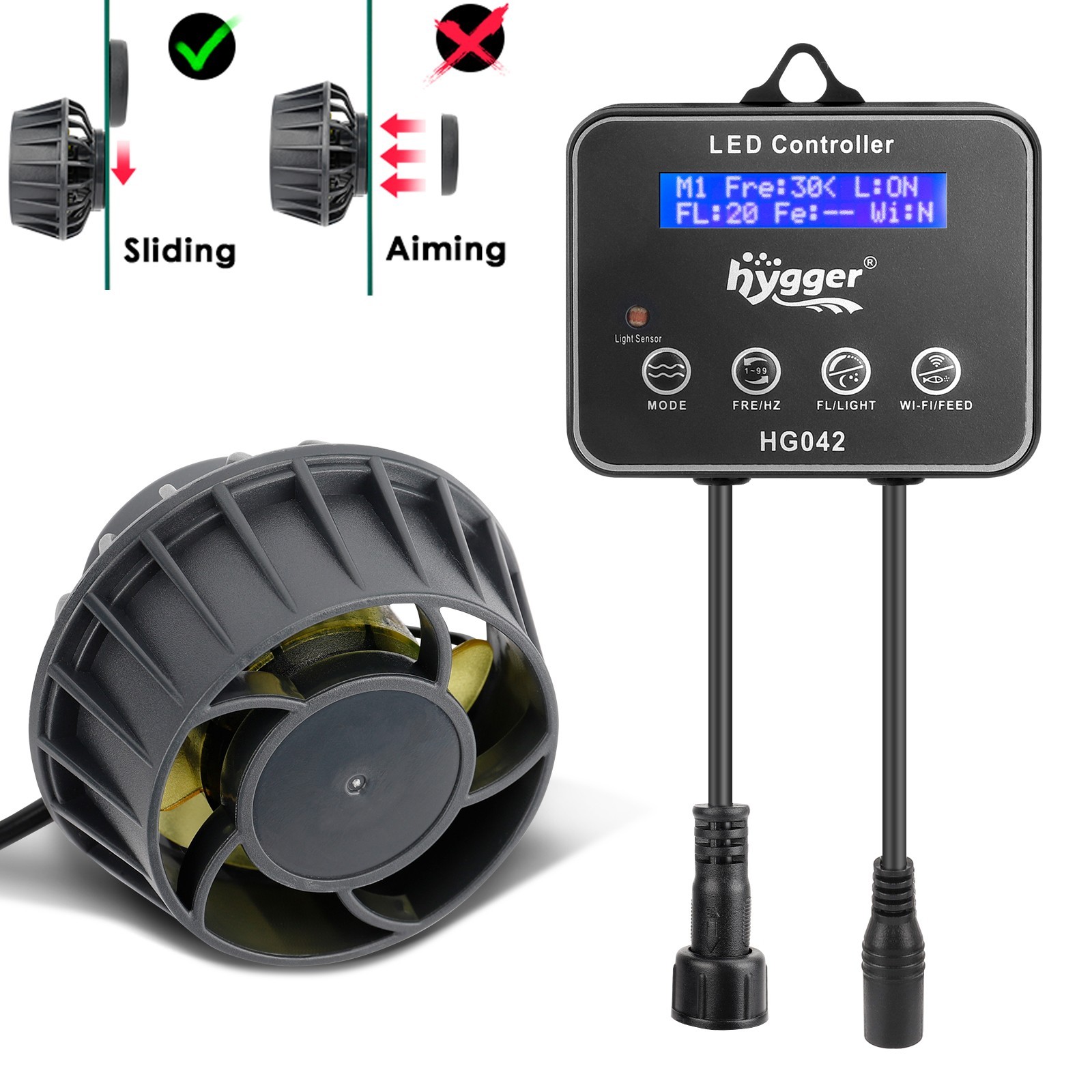 hygger DC Wave Maker Pump 2100/3400GPH Magnetic Mount 6 Modes 30-75/75-200Gal