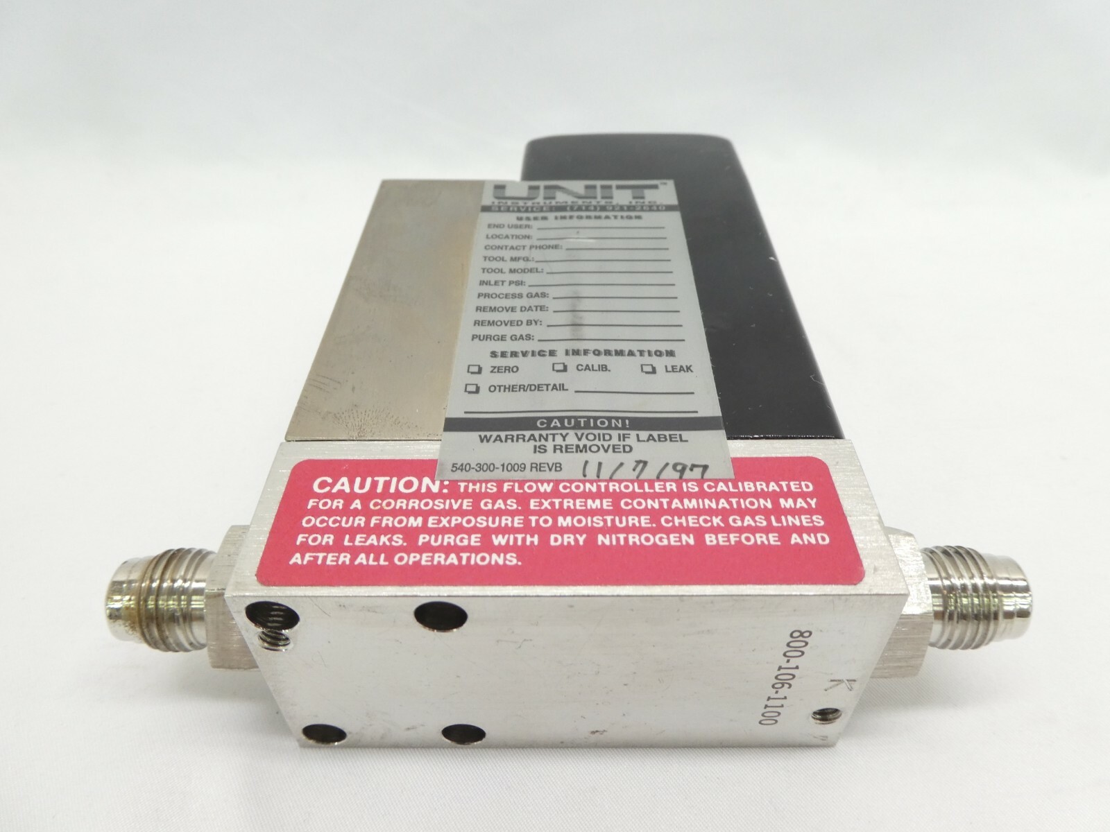 UNIT Instruments UFC-1200A Mass Flow Controller MFC 100 SCCM Cl2 Working Surplus