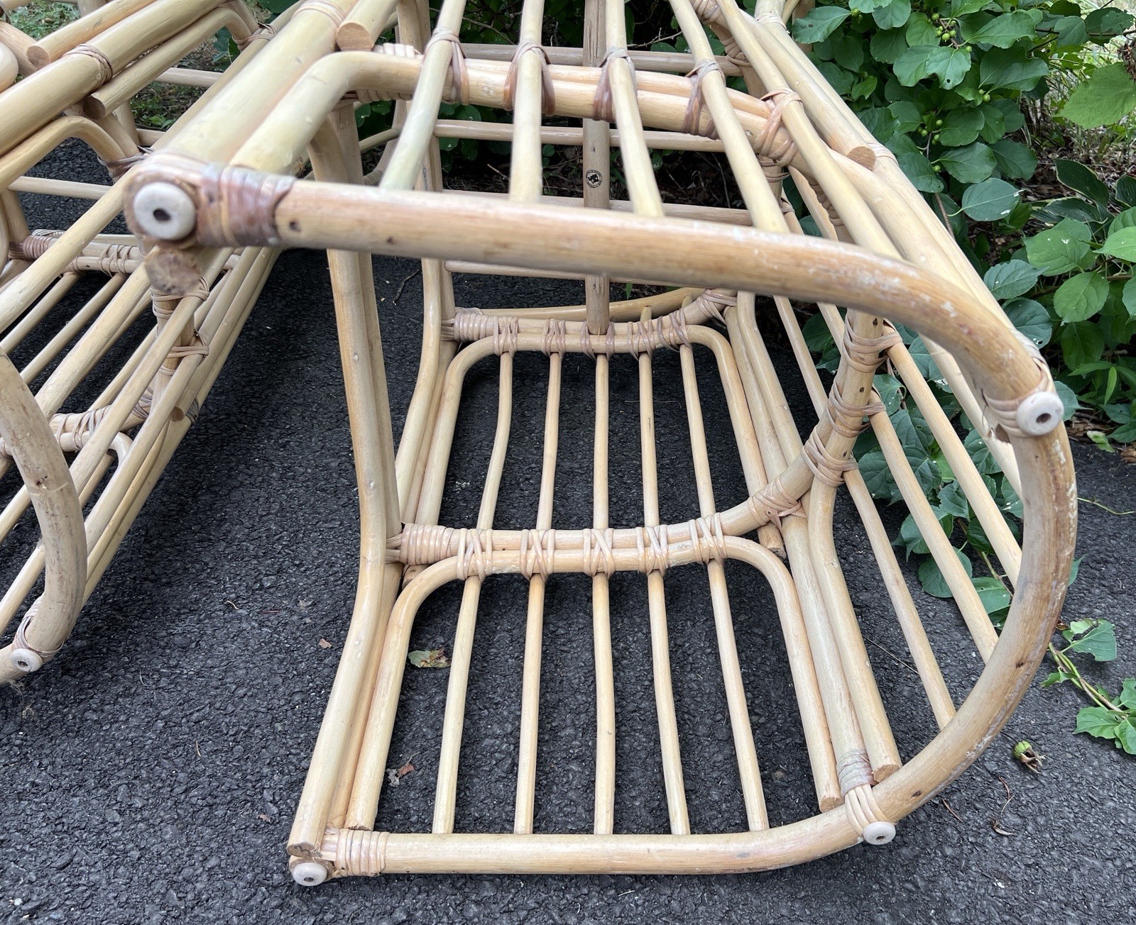Vtg Rattan Bamboo Bar Stool Set Pair 42"H x20"W x16.75"L *LOCAL PICKUP NJ 07753*