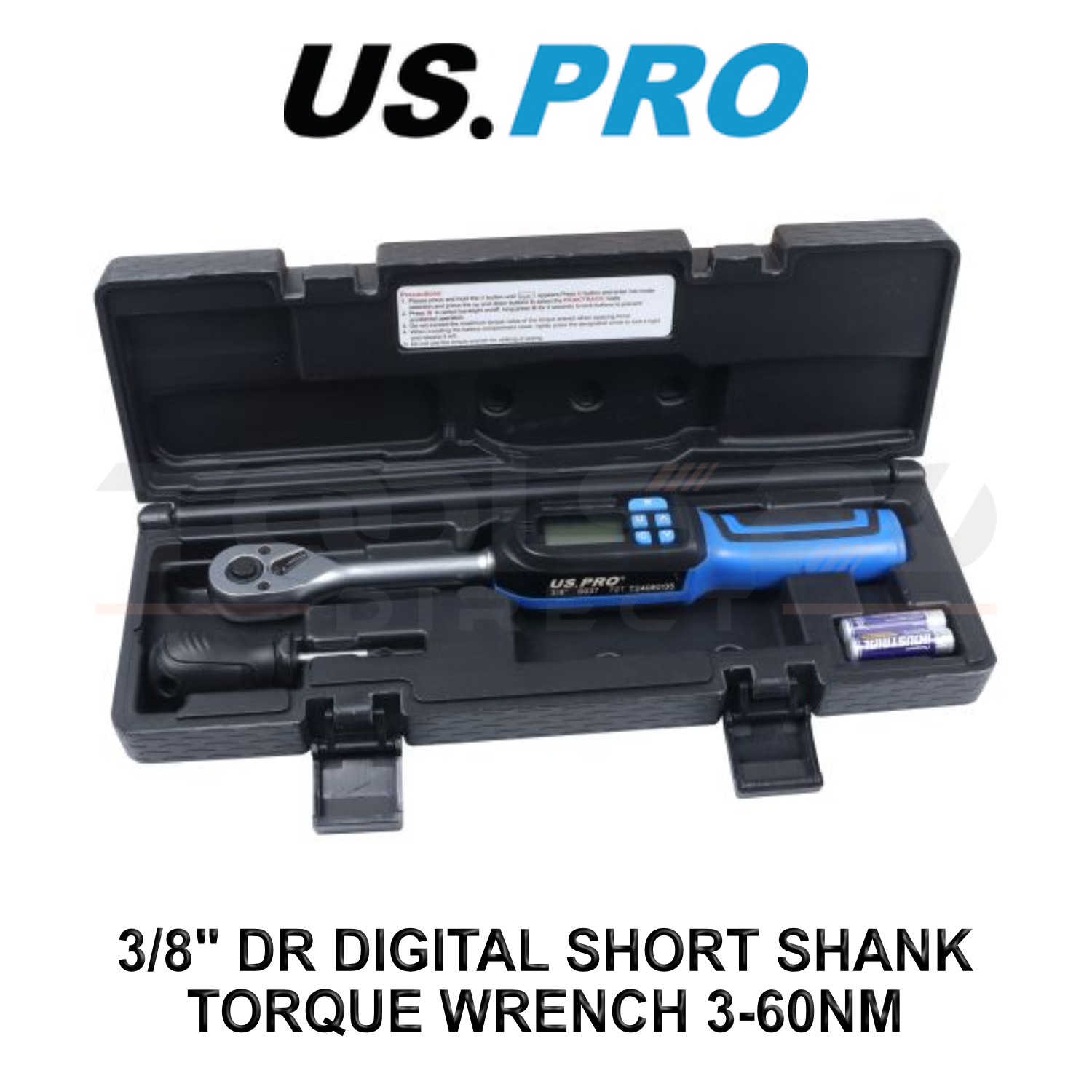 US PRO Tools 3/8" Drive Digital Short Shank Torque Wrench 3-60Nm 6937