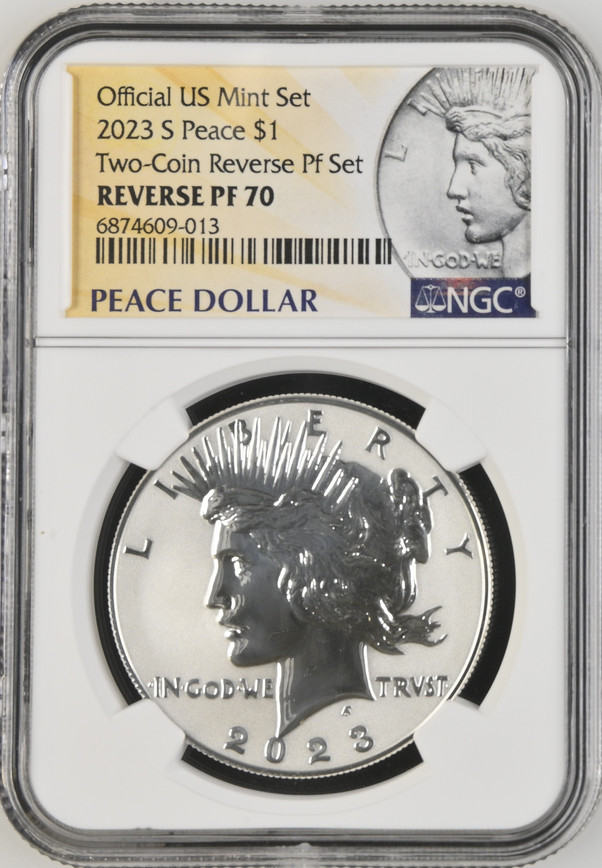 :2023-S SAN FRANCISCO SILVER PEACE DOLLAR NGC PF 70 UC RP REVERSE PROOF ULT CAM