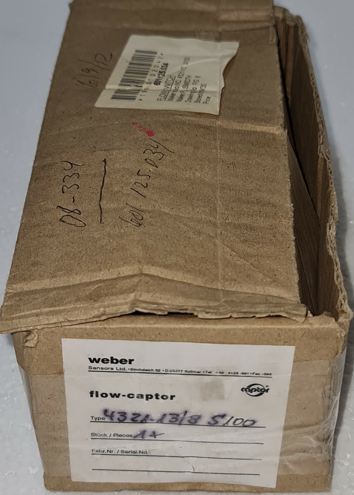 WEBER SENSORS INLINE FLOW CAPTOR TYPE 4321.13