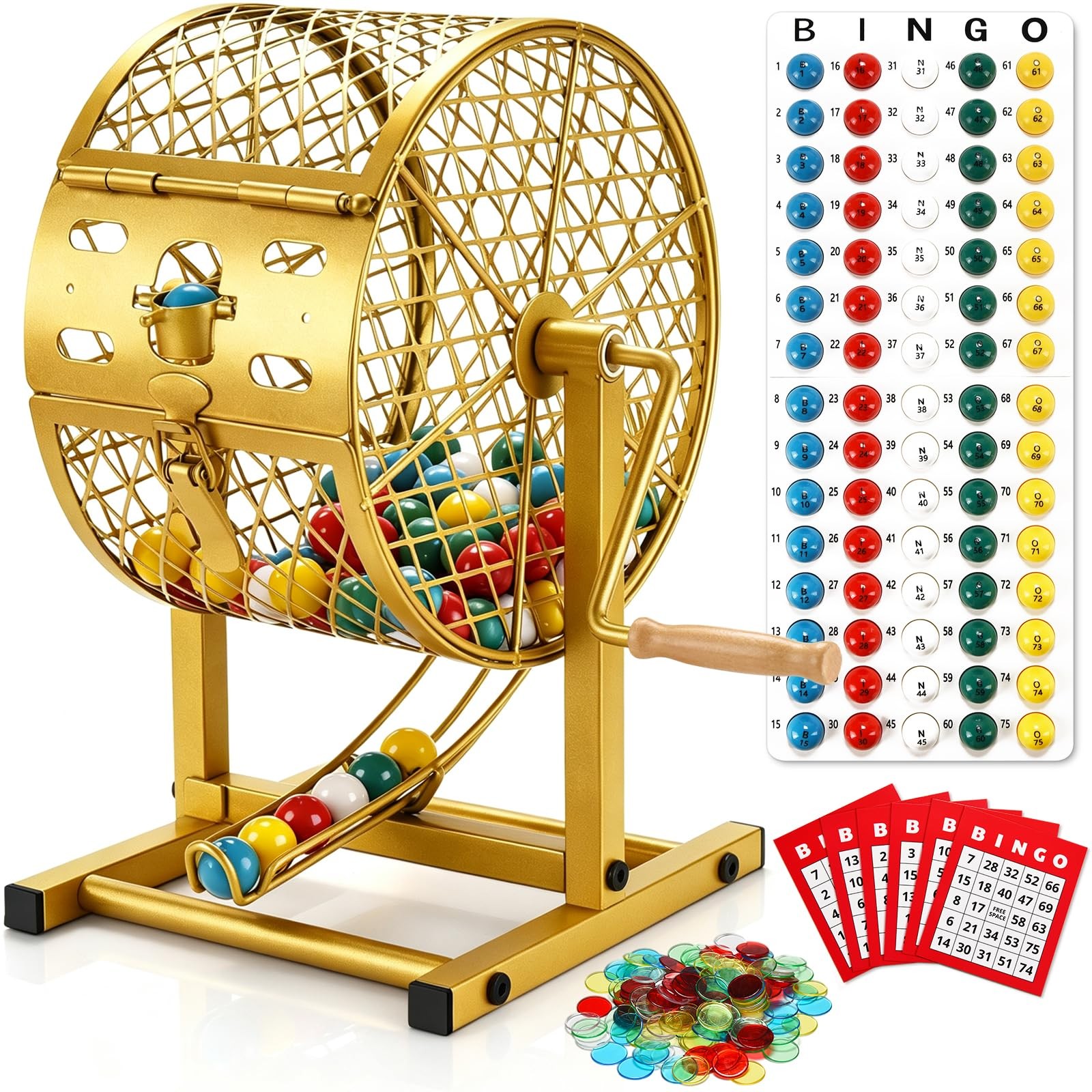 AugFir 12.6" Tall Bingo Game Sets with Steel Cage, Professional Bingo Game fo...