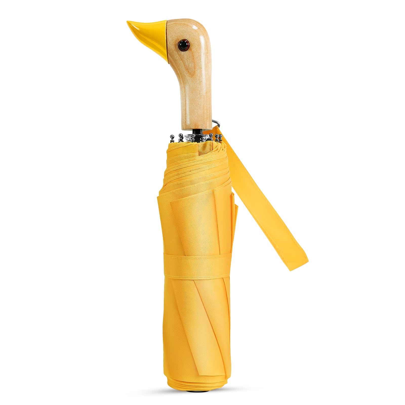 Natuquebrela Cute Duck Handle Umbrella - Compact Travel Manual, 01.Yellow