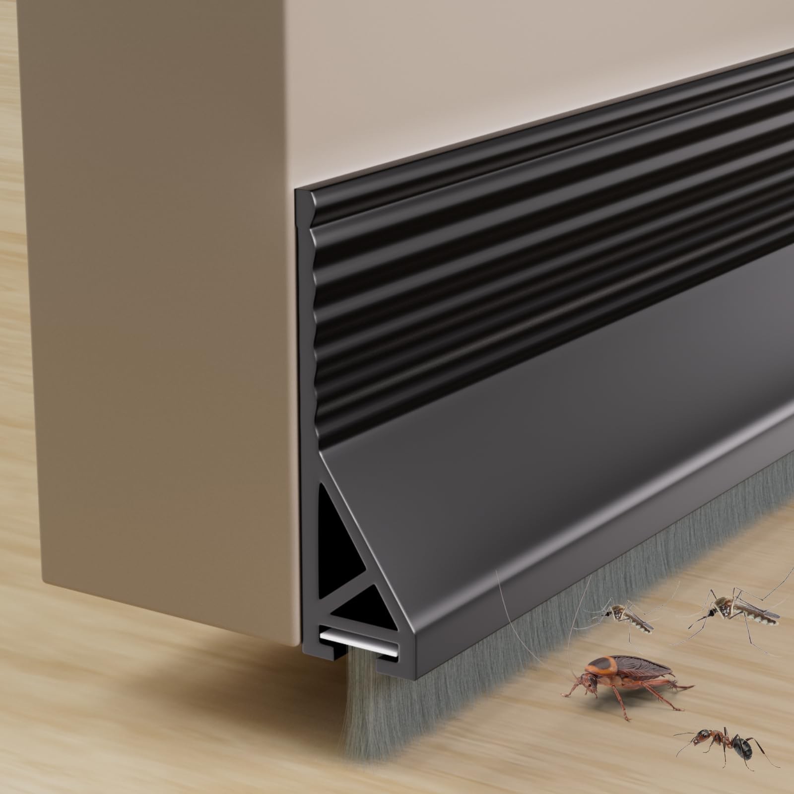 39" Door Sweep for Bottom of Door,Silicone Under Door Draft Stopper with Brus...