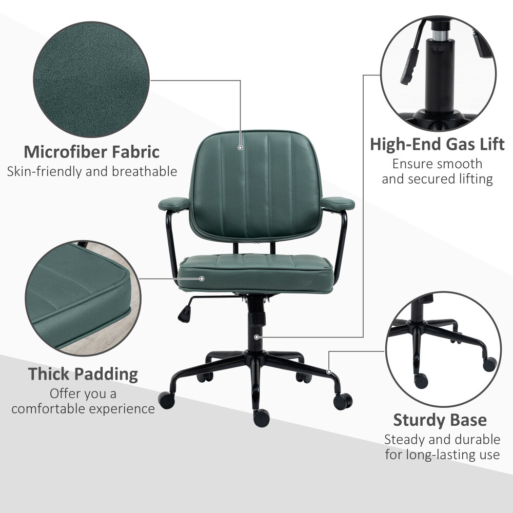 Home Office Chair with Adjustable Height and Tilt and Back Support Green