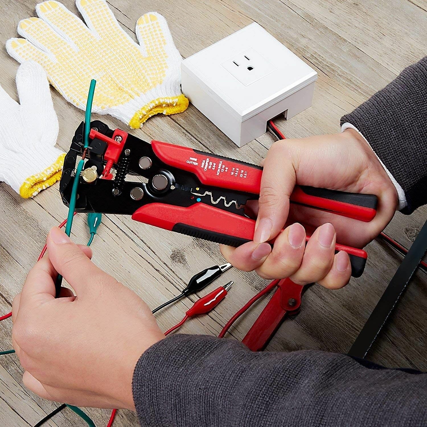 Self Adjusting Automatic Wire Stripper Cutter Crimper Cable Stripping Tool 8"