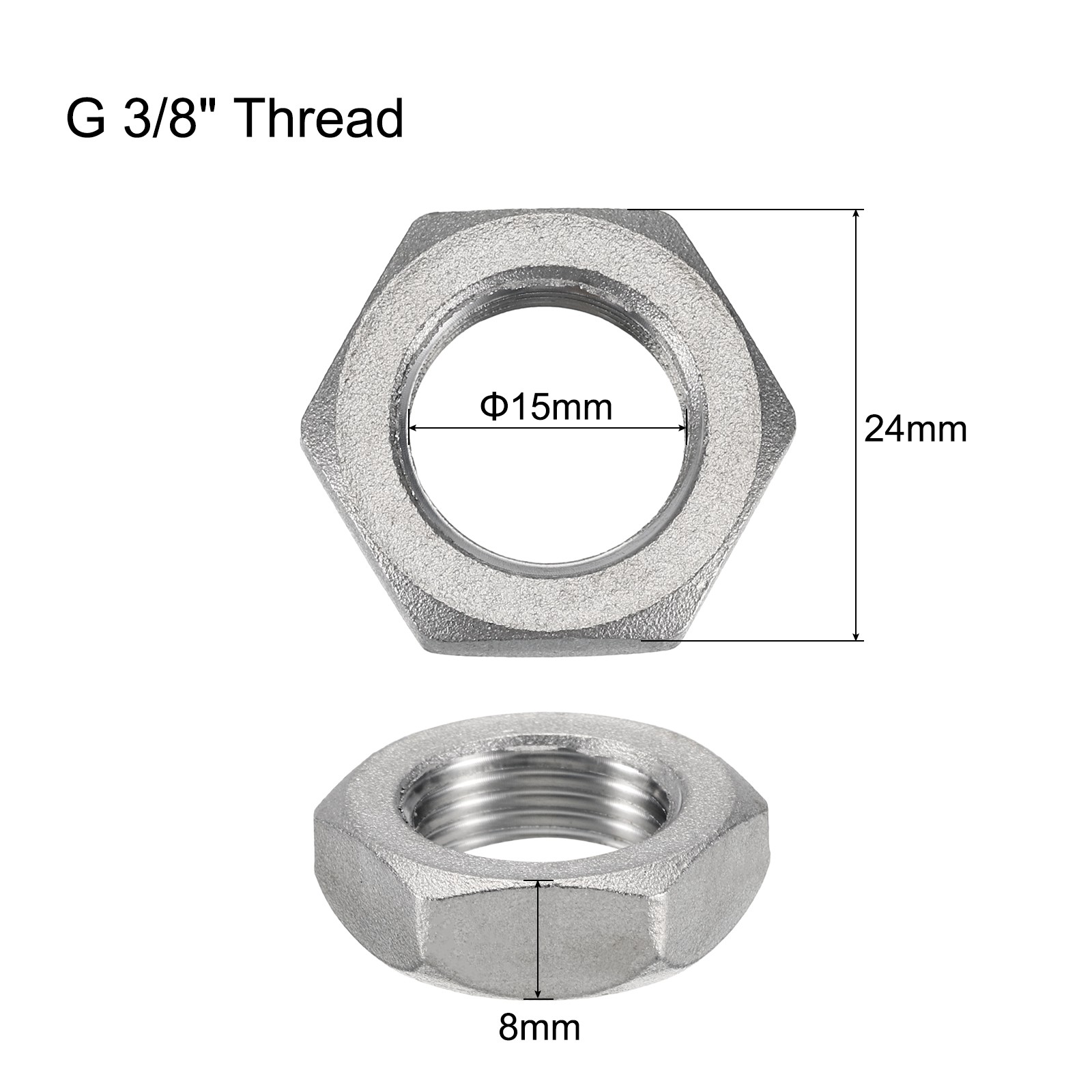 2Pcs Cast Pipe Fitting Hex Locknut Nut G 3/8" Female Thread DN10