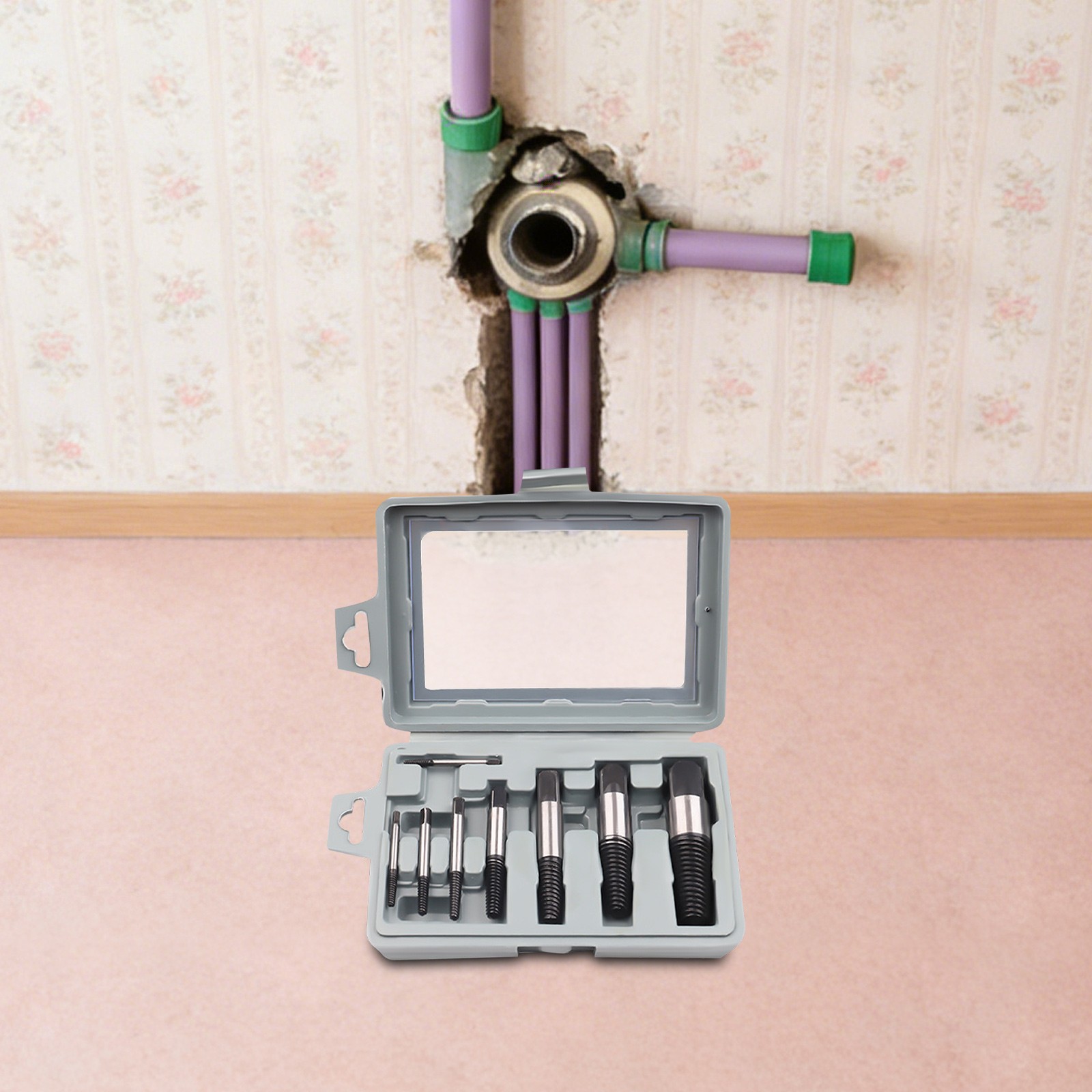 8-piece Pipe Broken Thread Extractor Set, Nut Bolt Stud Removal Tool For Home