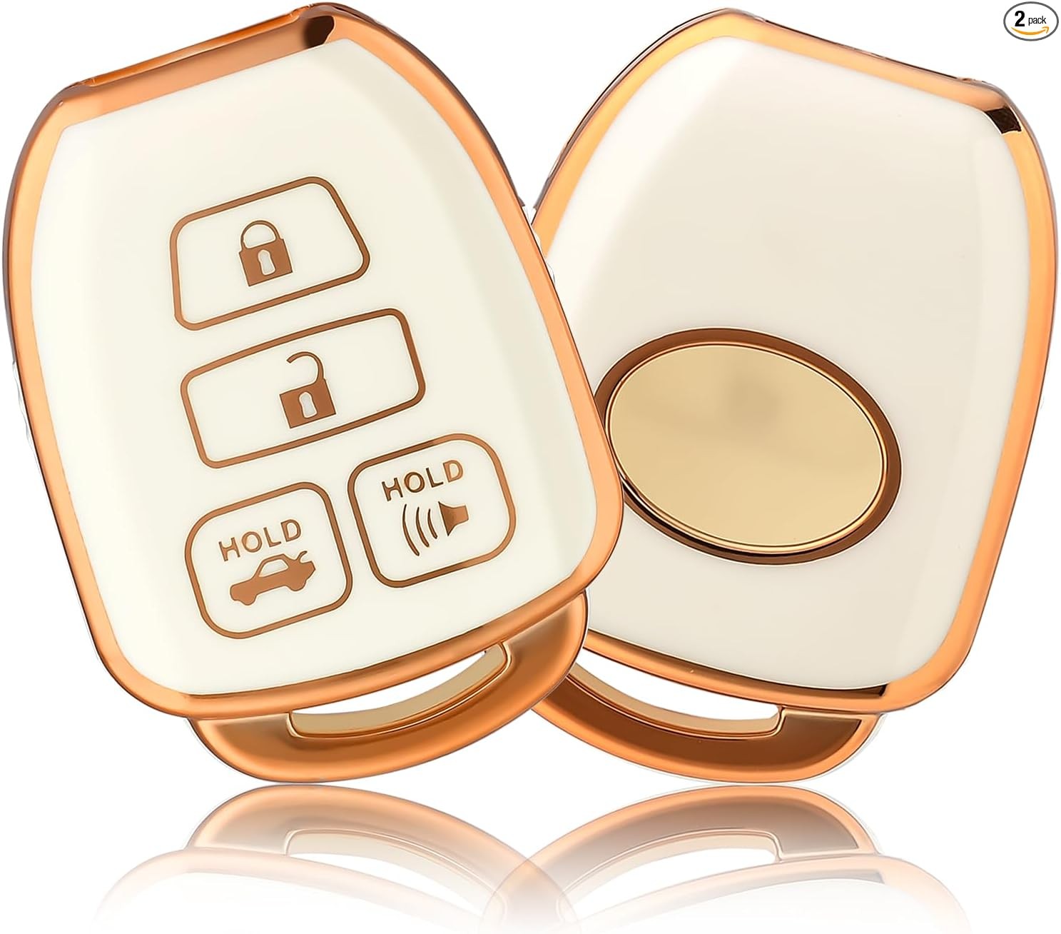 Key Fob Cover, Car Key Case for Corolla 2014 2015 2016 2017  Color: Gold White