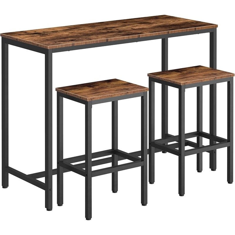 Industrial Bar Height Table Set W/ Stools Perfect Dining Kitchen & Home Use