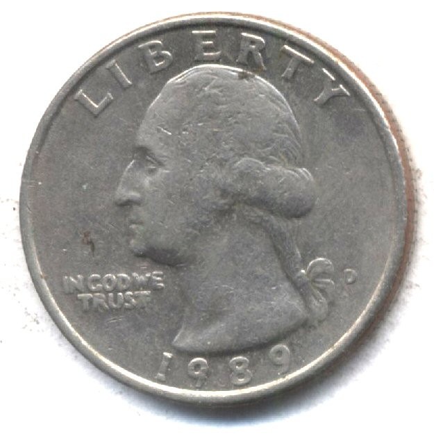 1989 D WASHINGTON QUARTER  CIRCULATED 25 CENT AMERICAN  AUCTION COIN #684