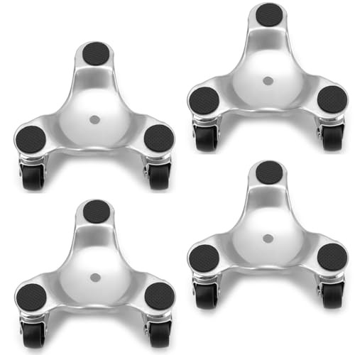 Set of 4 Steel Tri Dolly Caster, 200 lbs Load Capacity 3 Wheel Dolly, Heavy