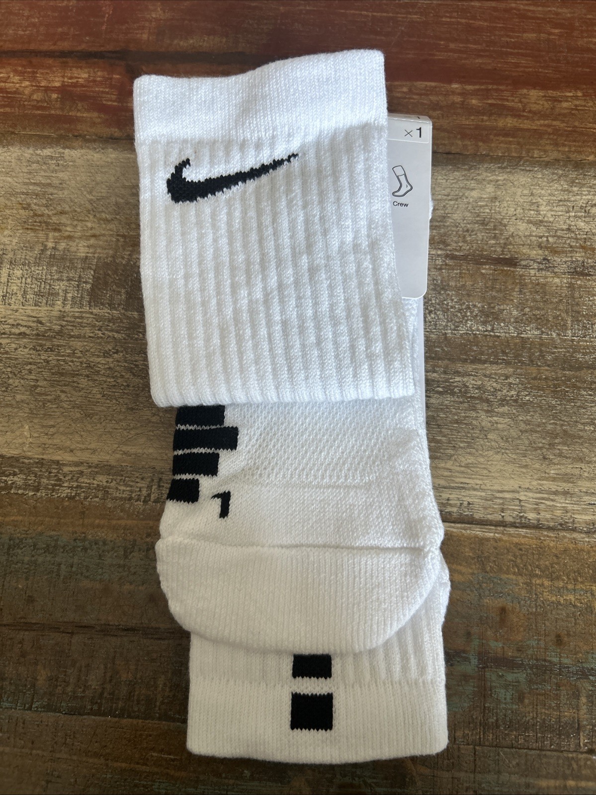 Nike Elite Crew Basketball Sock Medium White Black SX7622-100