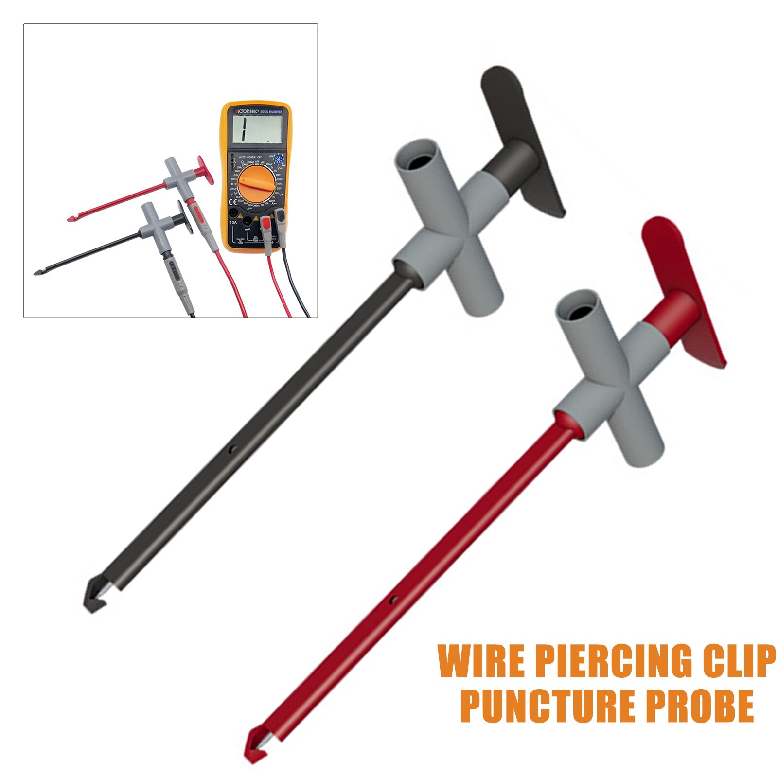 Pair Wire Piercing Clip Puncture Probe Automotive with 4mm Banana Socket New