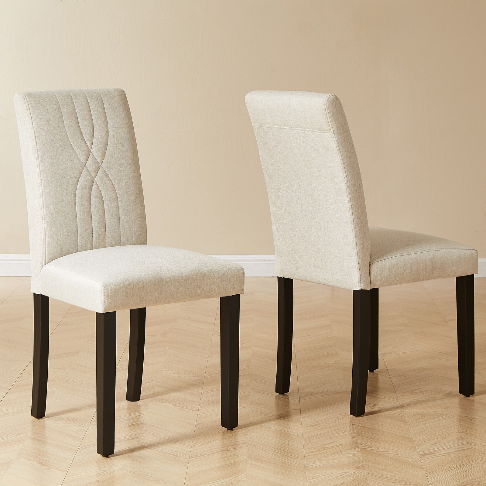Set of 4 Fabric Upholstered Dining Chairs High Backrest Armless Chairs Kitchen