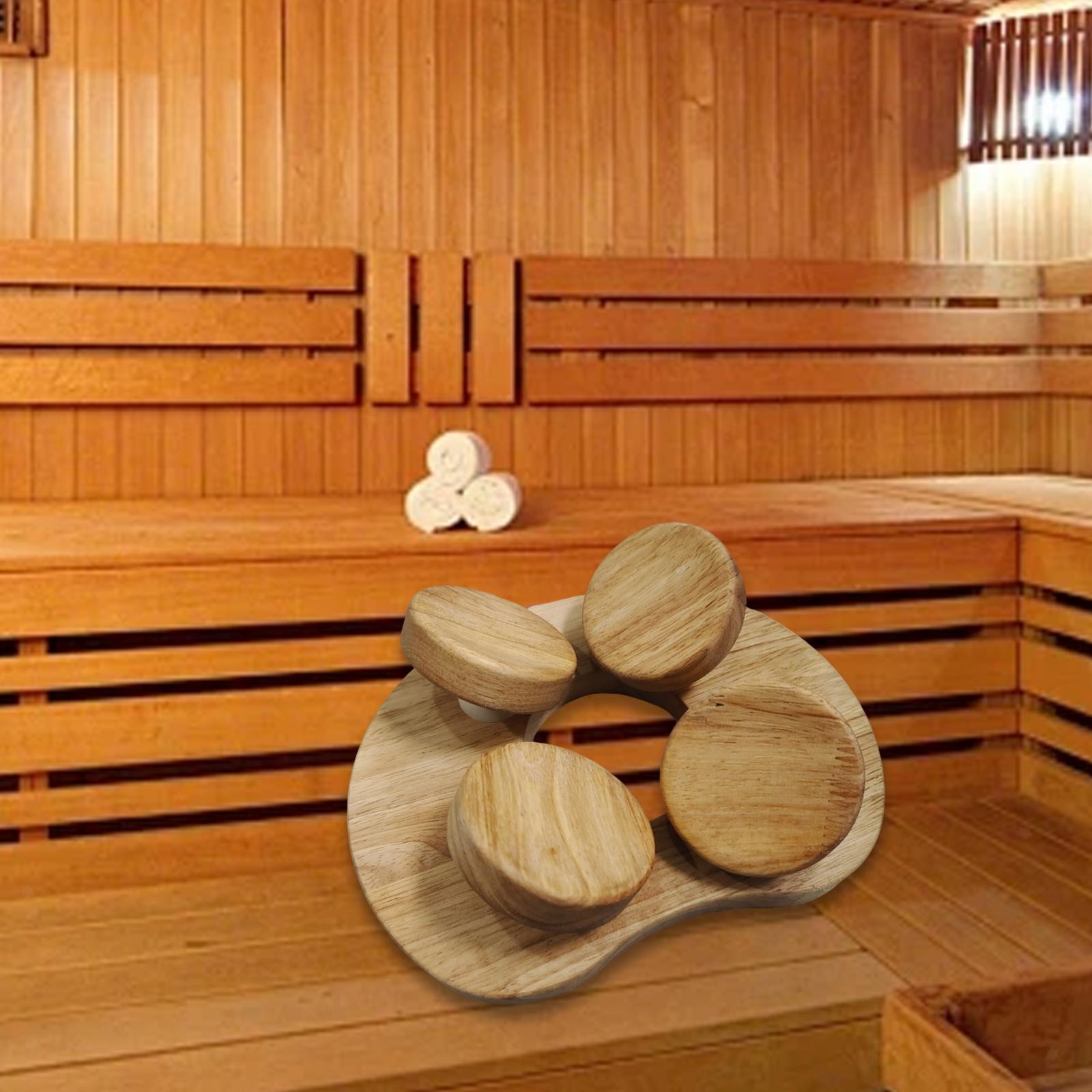 Sauna Headrest with Rotating Disc for Relaxation, Light Back Support,