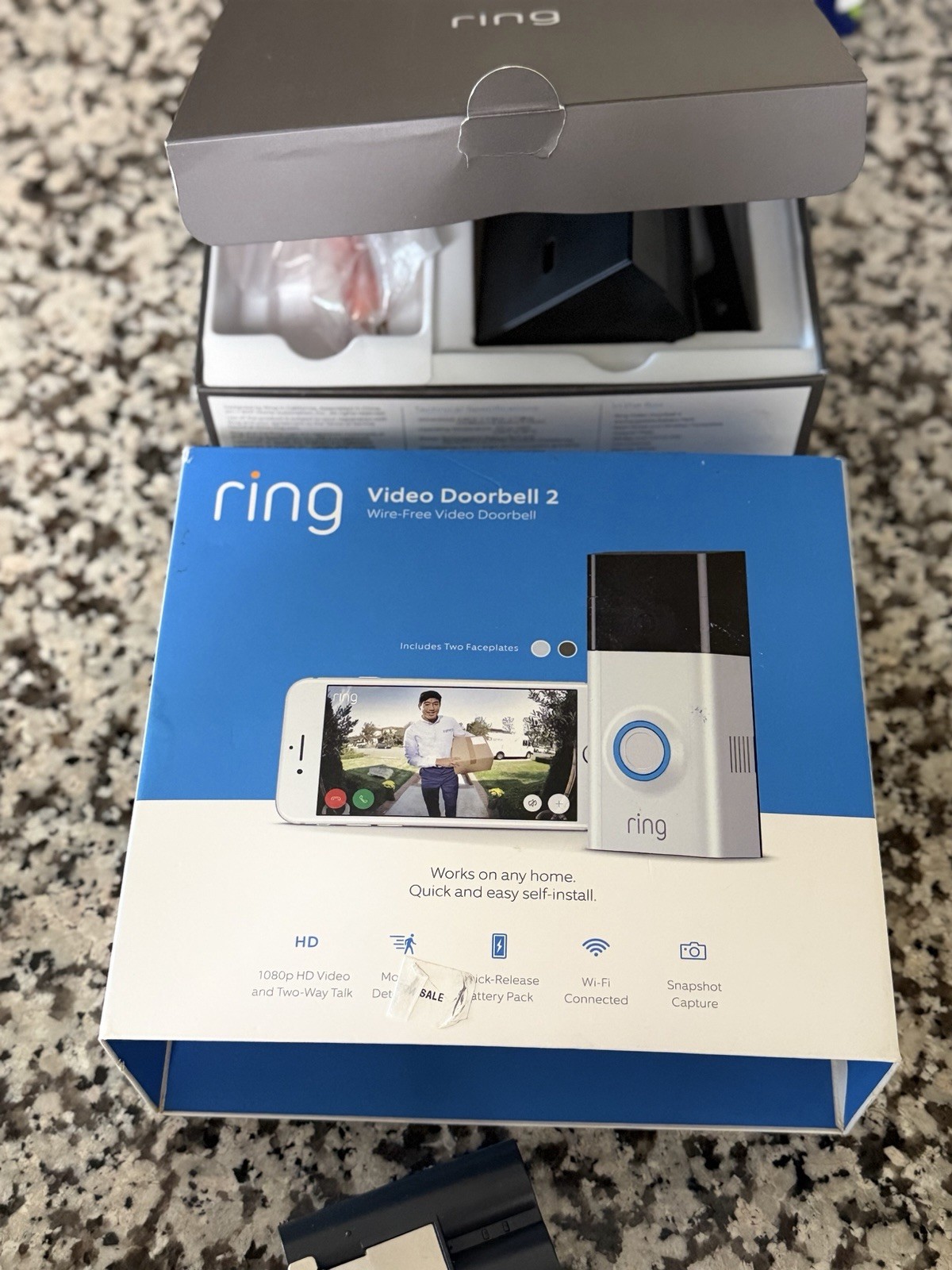 Ring Video Doorbell 2 Wi-Fi Wireless Battery Night Vision Two-Way Audio Silver