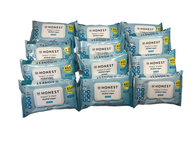 12 packs of 50ct, for $22 Honest Brand Alcohol Wipes with aloe