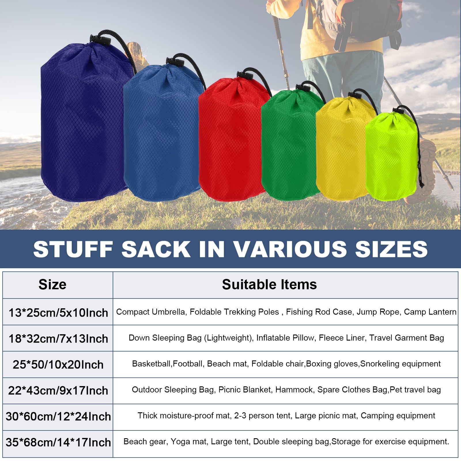 Drawstring Bag, Storage Bags for Backpacking, 4x8 Inch & 3 Pack & Orange