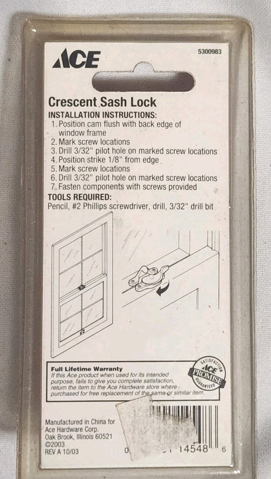 ACE Sash Lock Crescent Solid Brass 2 Pack - 2⅝ in.