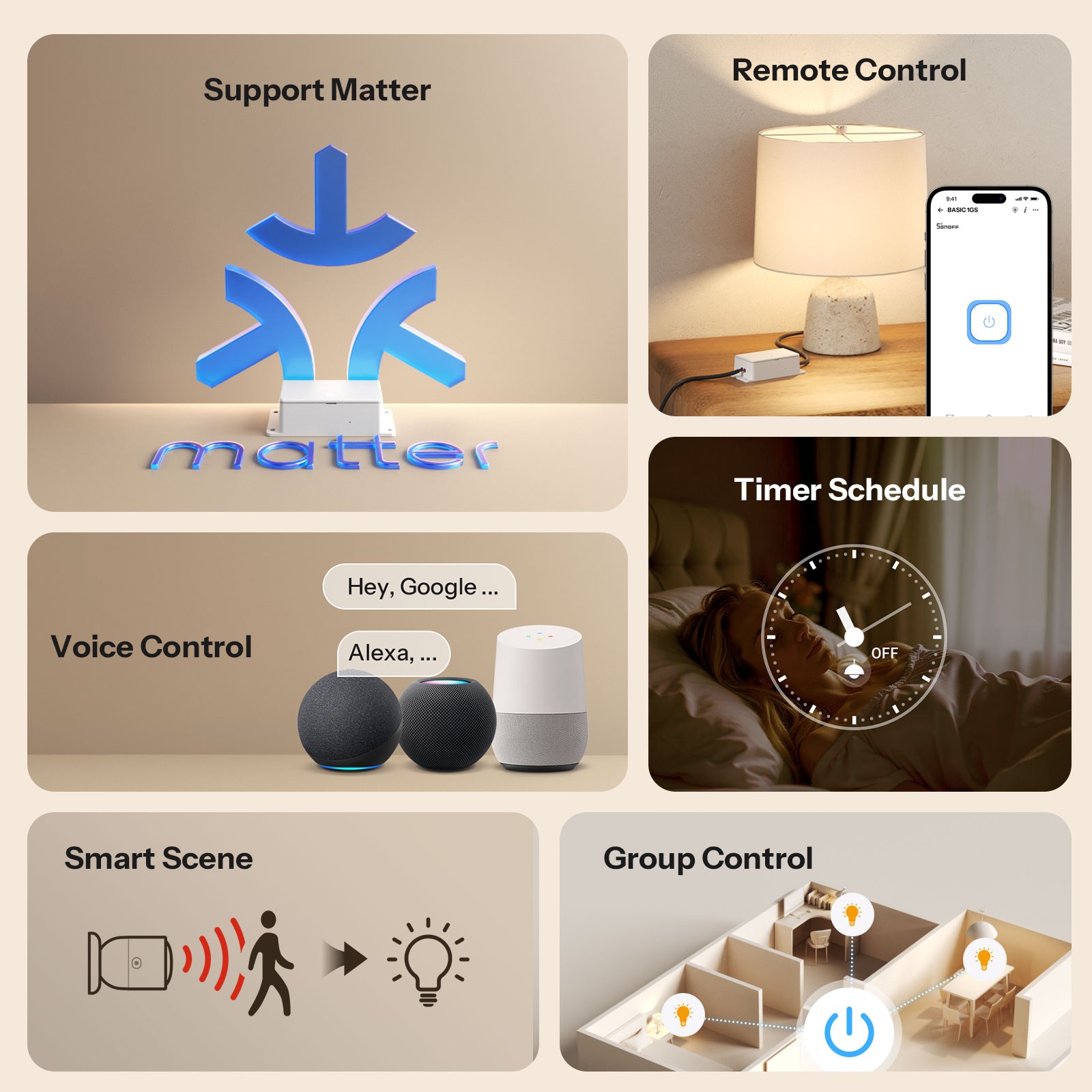 SONOFF Basic Gen5 Matter Over WiFi Smart Light Switch eWeLink APP Remote Control