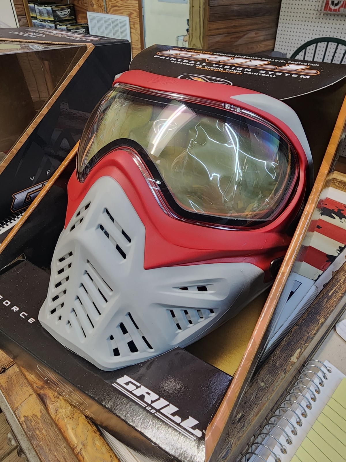 V-Force Grill 2.0 Mask Paintball Goggle w Clear Thermal Lens - Red Grey DRAGON