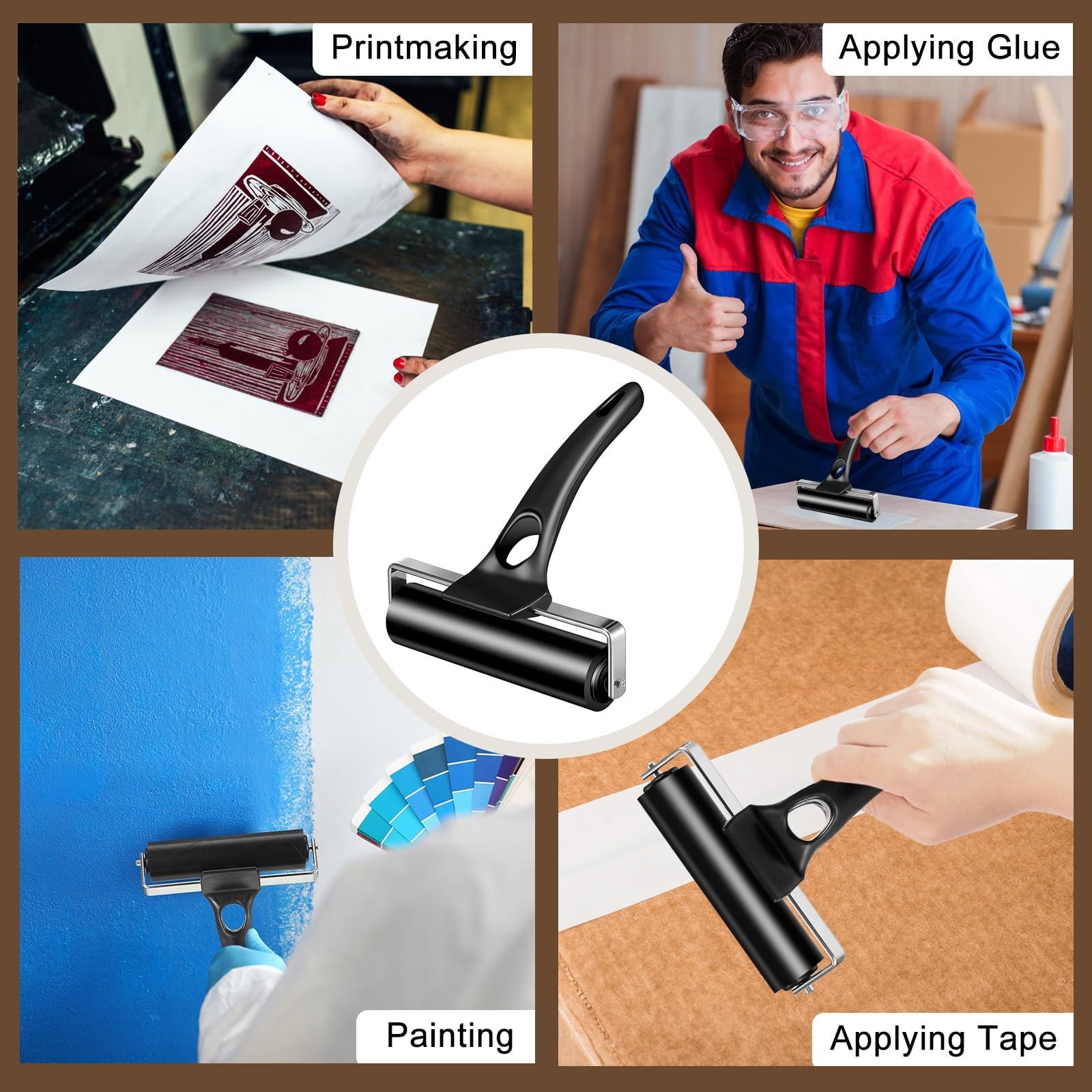 6 Pack 4.7" Rubber Brayer Rollers for Printmaking, Ink Application & Crafting