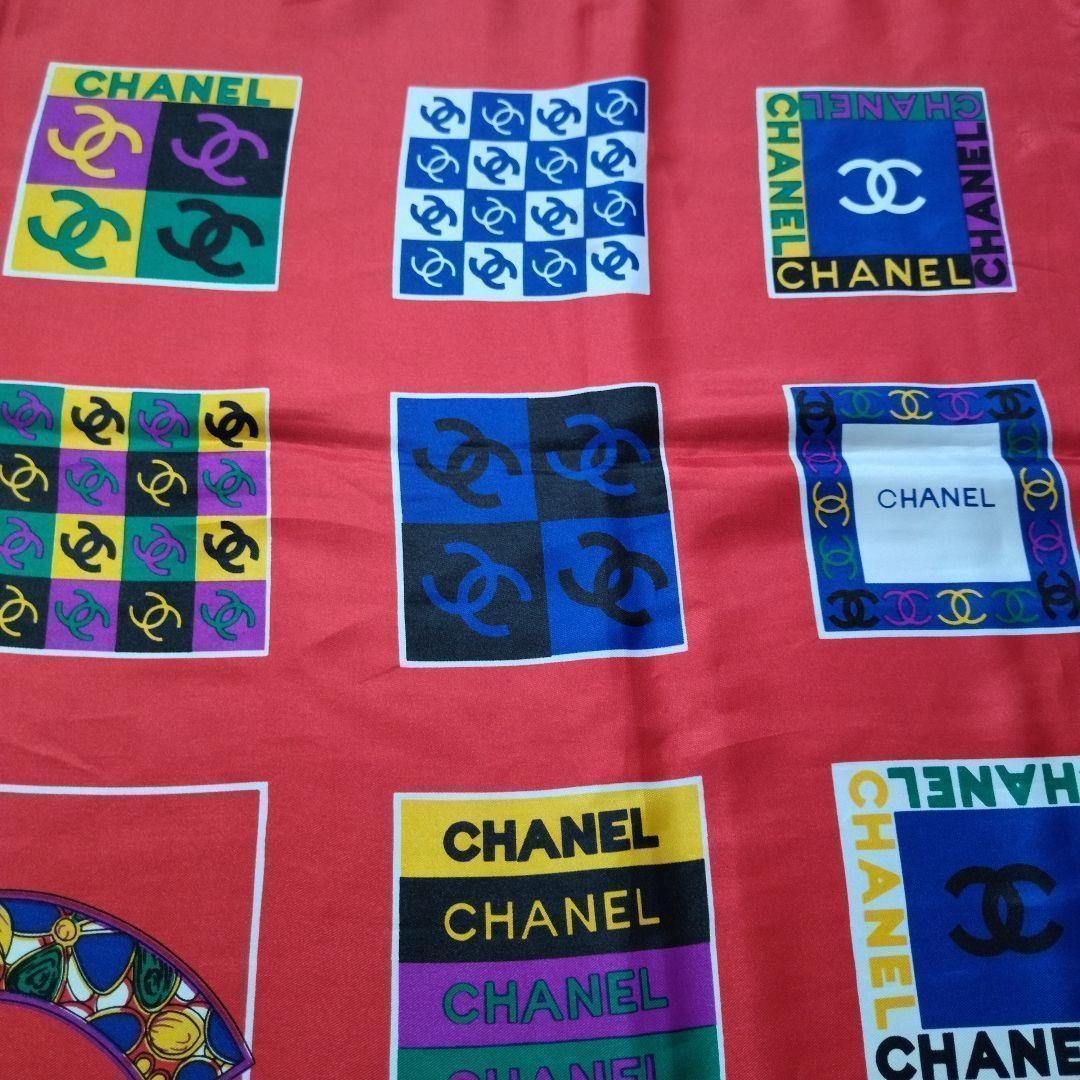 Rare Chanel Scarf Red Logo Stole Coco Mark