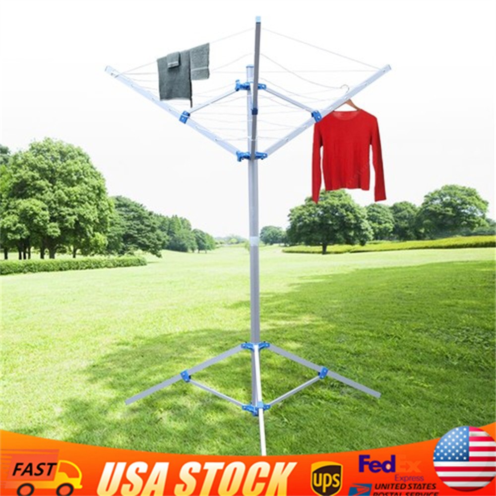 3-Arm Folding Umbrella Style Laundry Dryer Clothes Drying Rack Outdoor Portable