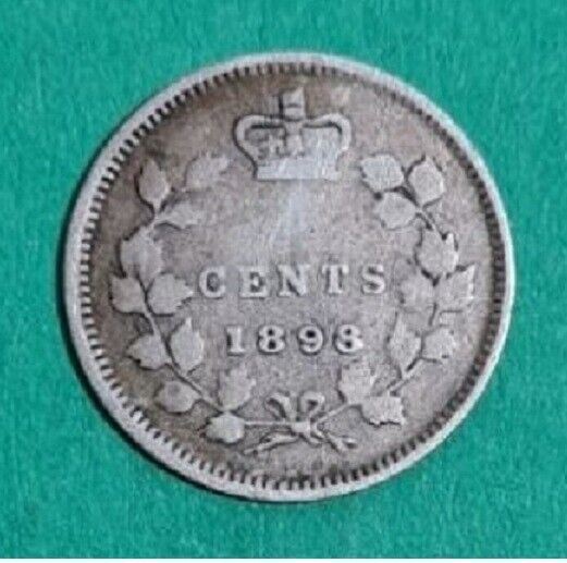 1898 Canada five 5 cents silver coin #494c