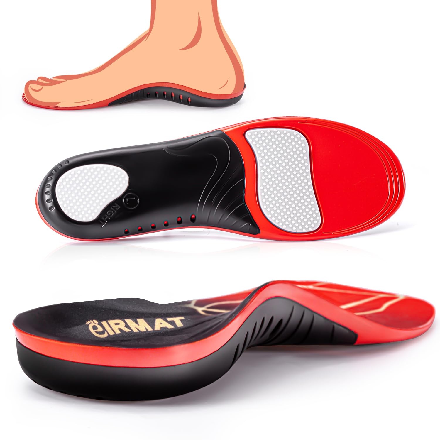 Plantar Fasciitis Insoles High Arch L(Men 11-12.5/Women 12-13.5), Black