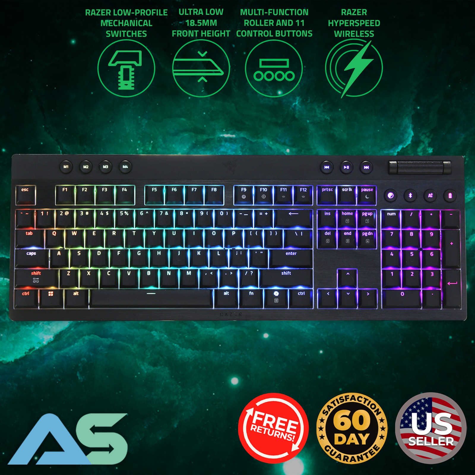 Razer BlackWidow V4 Low-profile Orange Tactile Switch Mechanical Gaming Keyboard