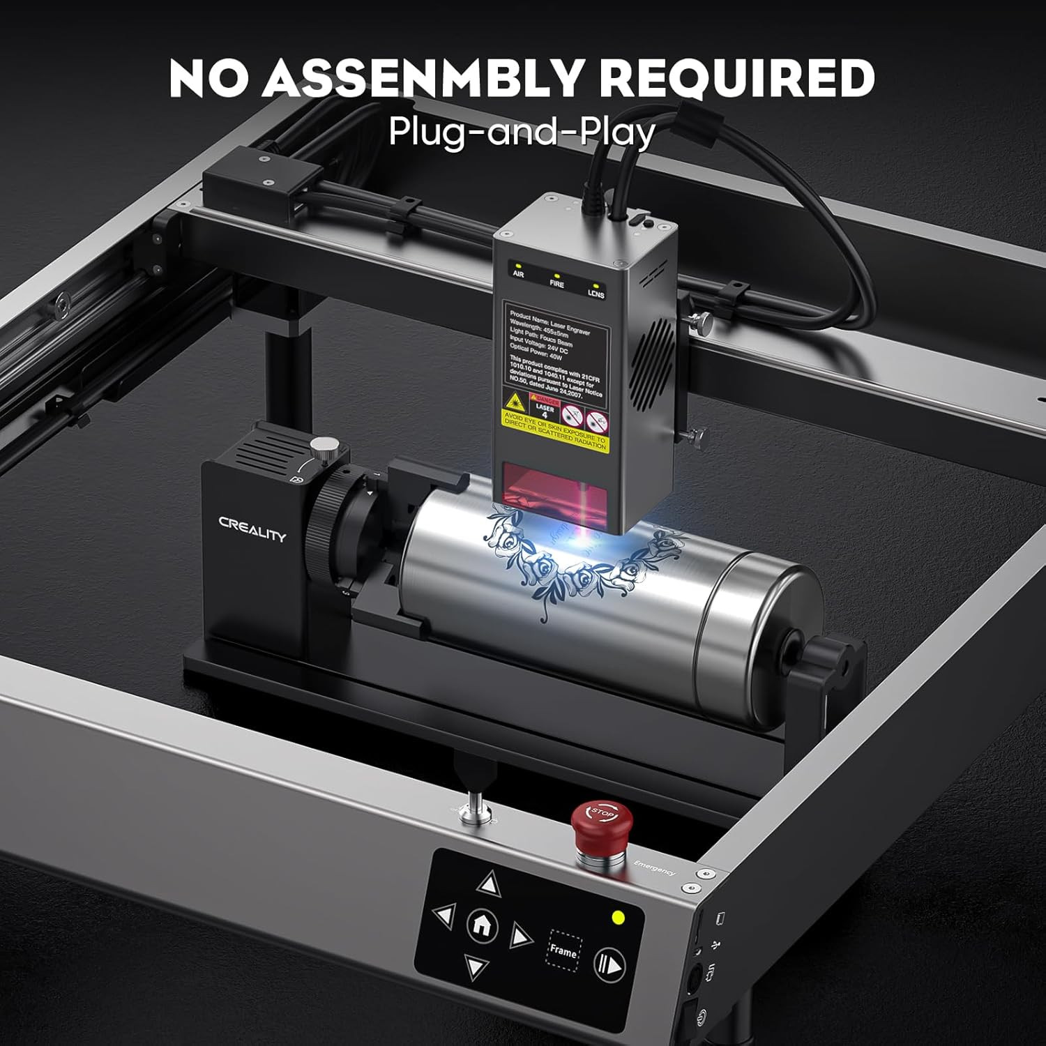 Rotary Roller Pro, 4 In-1 Multi-Functional Laser Rotary Roller Y-Axis Jaw Chuck