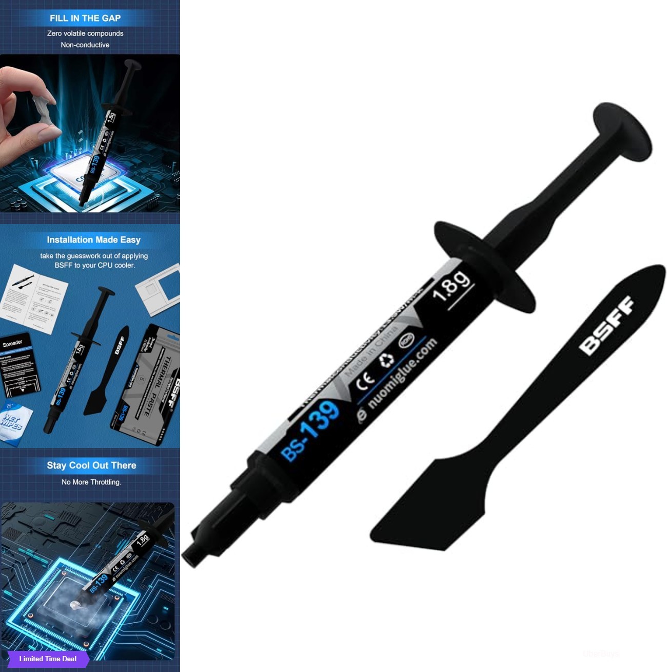 Thermal Paste CPU 1.8g for GPU IC Heatsinks Computer Non Conductive with Toolkit