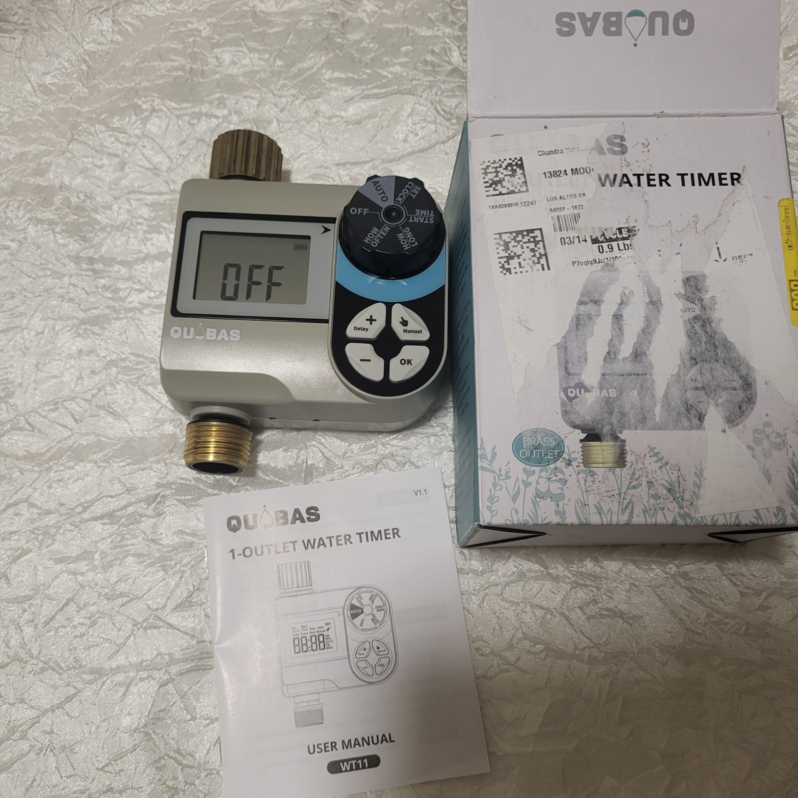 QUOBAS Sprinkler Timer, Programmable Hose Timers with Brass Inlet and Outlet