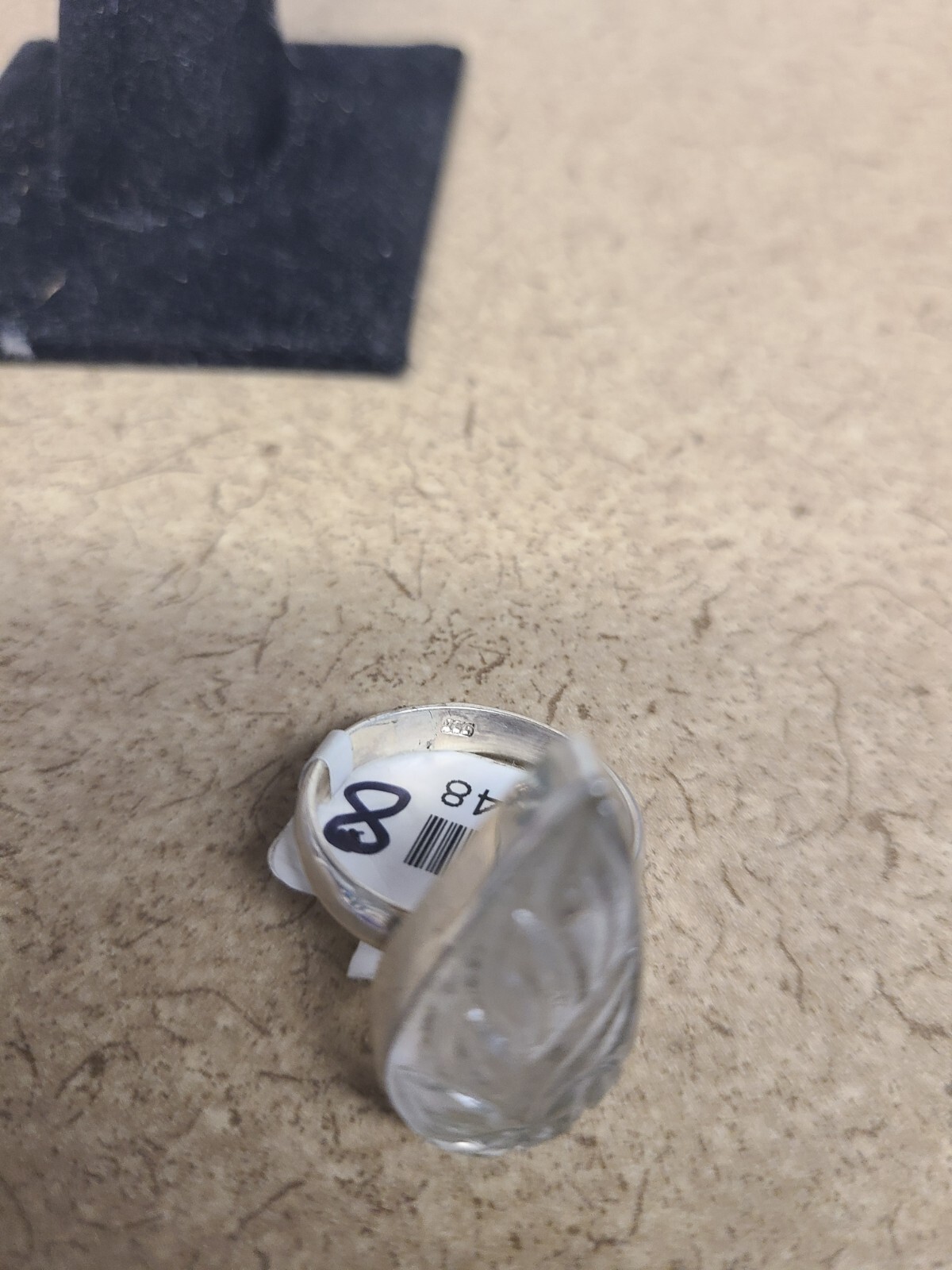 925 Etched Clear Quartz Ring Size 7