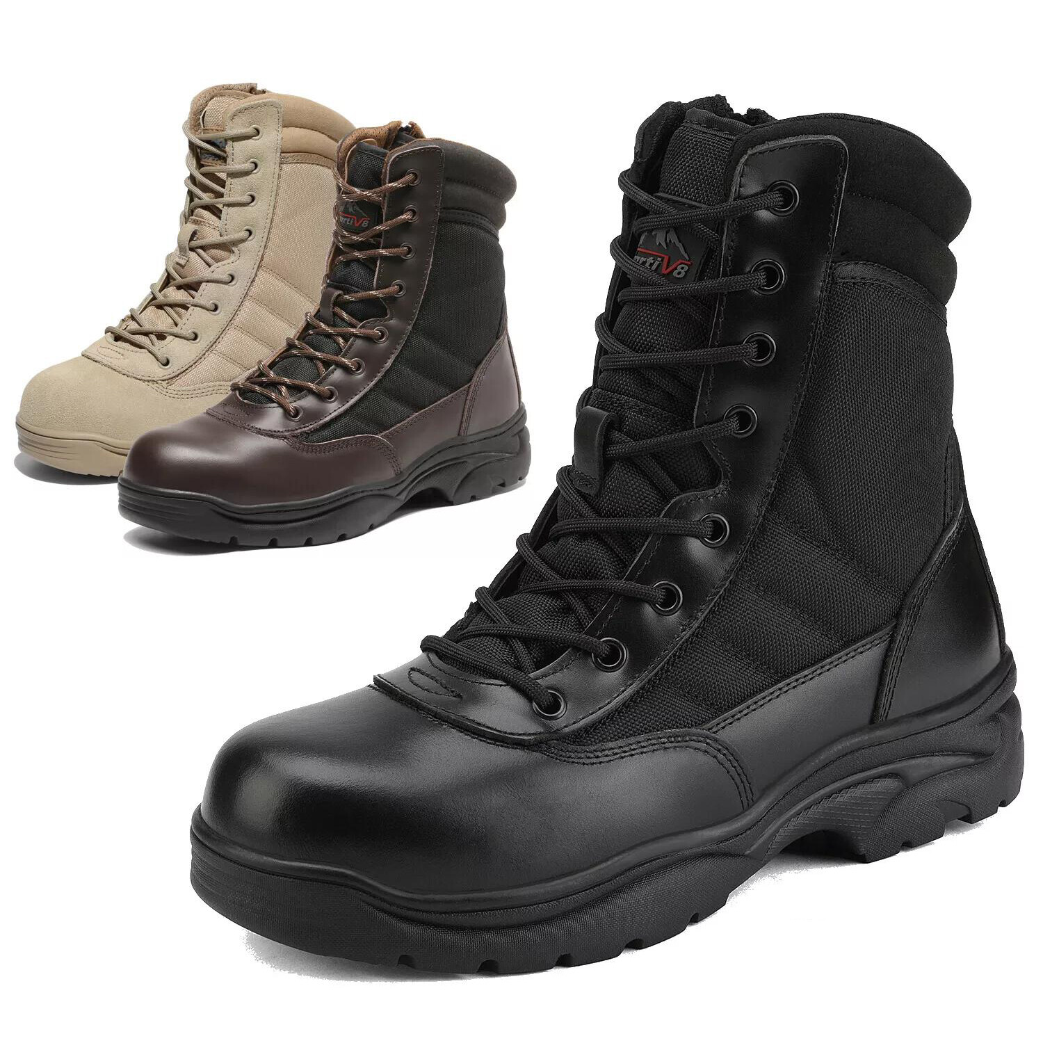 Men's Steel Toe Work Boots Safety Military Combat Work Shoes US Size 6.5-15