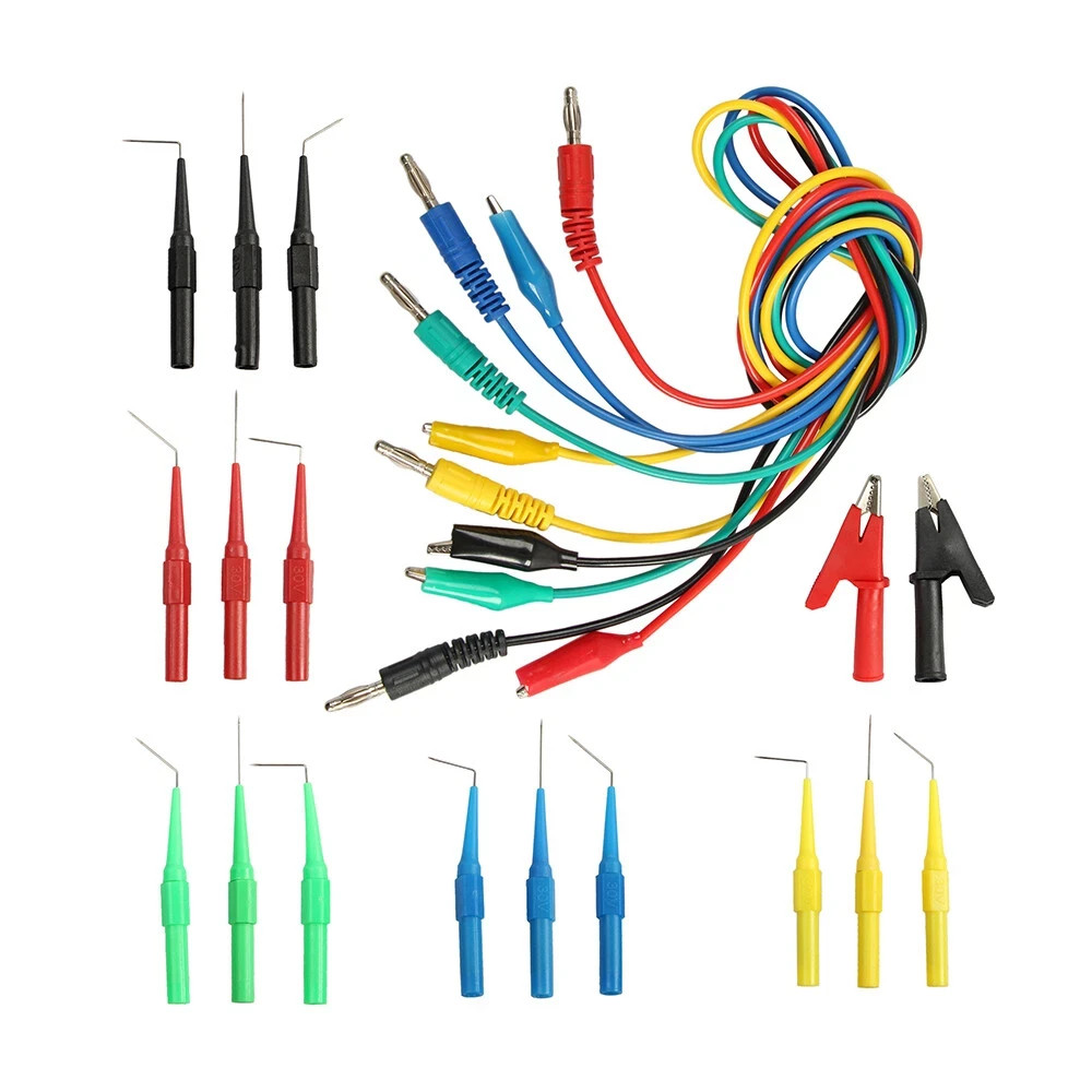 22pcs Automotive Back Probe kit Multimeter Test Leads Alligator Clips Wire Tool