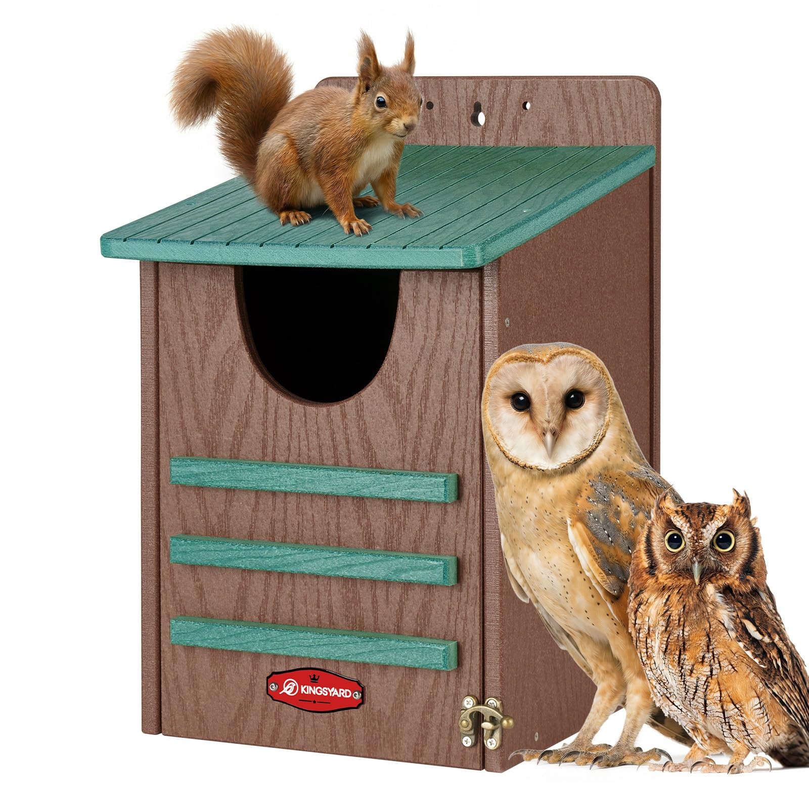 Kingsyard Large Recycled Plastic Wooden Owl House, Waterproof Screech Owl Bir...