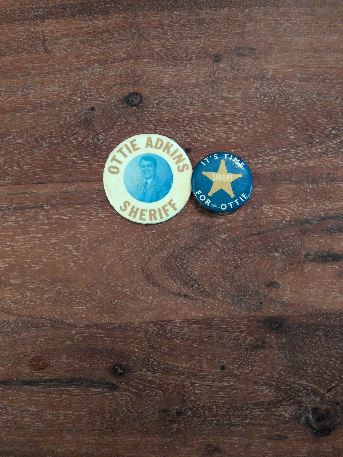 Vintage Ottie Adkins for Sheriff Political Campaign Buttons Set of 2