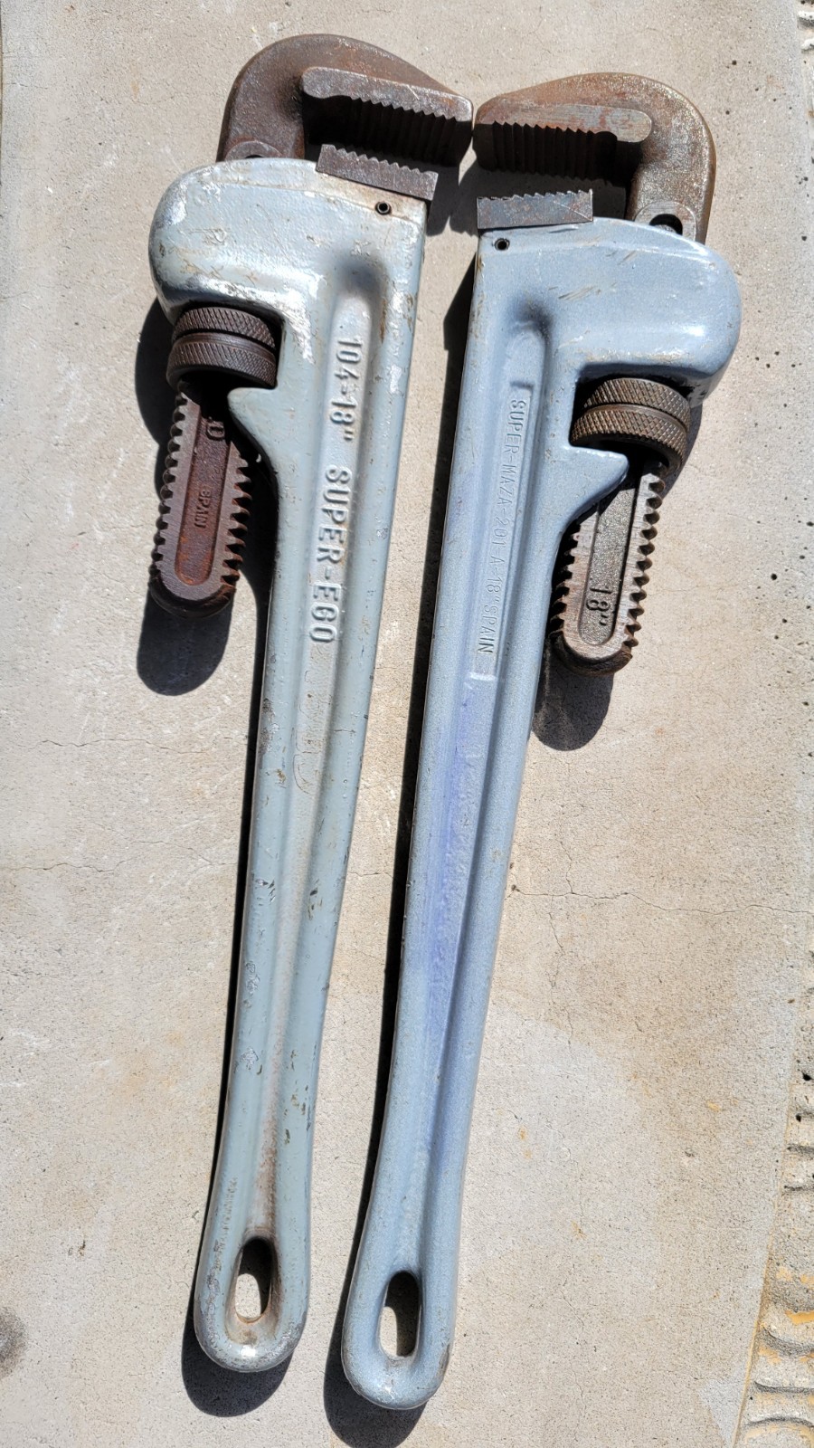 SUPER EGO 104-18" / SUPER MAZA 201-A-18" Pipe Wrenches, Made In Spain