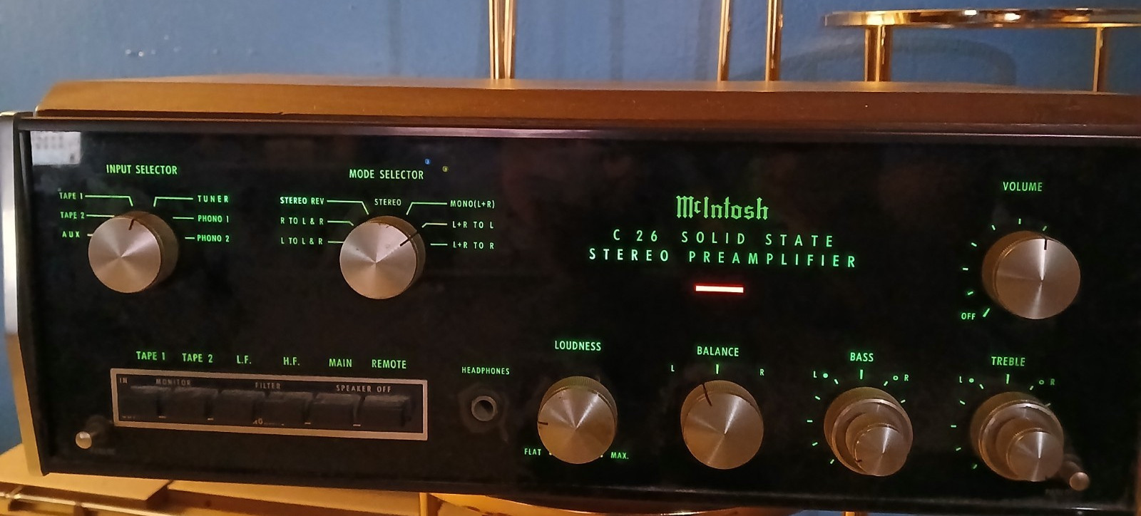 VINTAGE McInTOSH C26 SOLID STATE STEREO PREAMPLIFIER  - PANLOC WOODEN CABINET