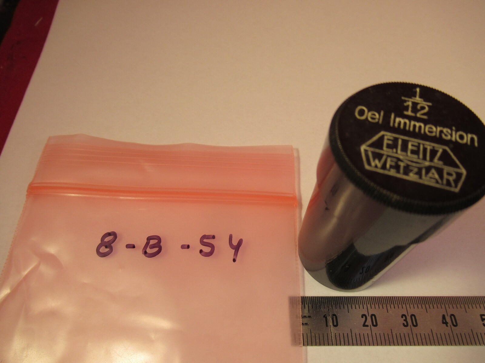 LEITZ GERMANY EMPTY OBJECTIVE CONTAINER 1/12 MICROSCOPE PART AS PICTURED &8-B-54