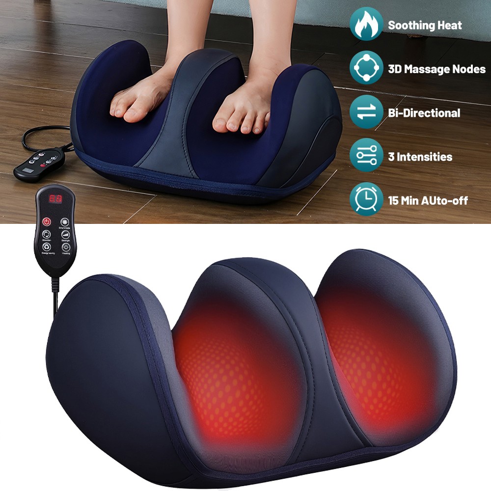 Electric Foot Massager Feet Leg Heat Vibration Booster Shiatsu Kneading Machine