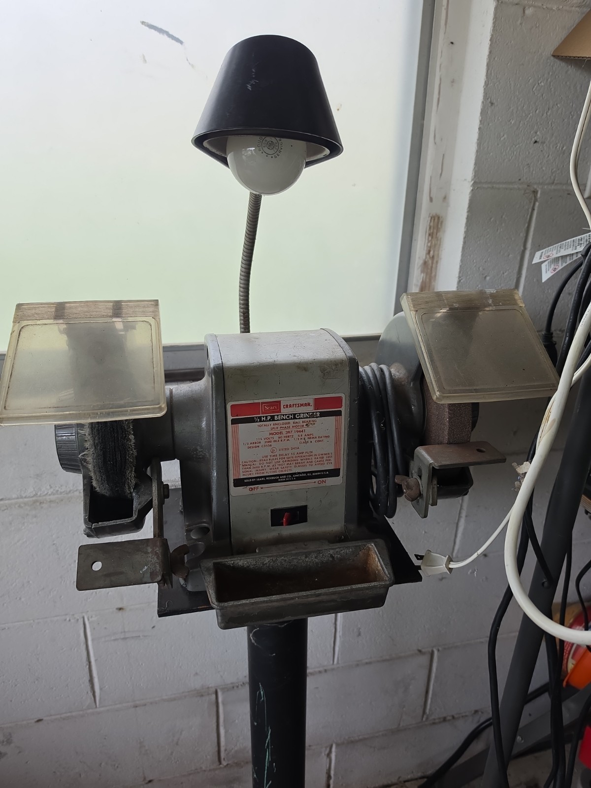 Vintage Craftsman 1/2 HP  7" Block Bench Grinder 397.19441 USA.