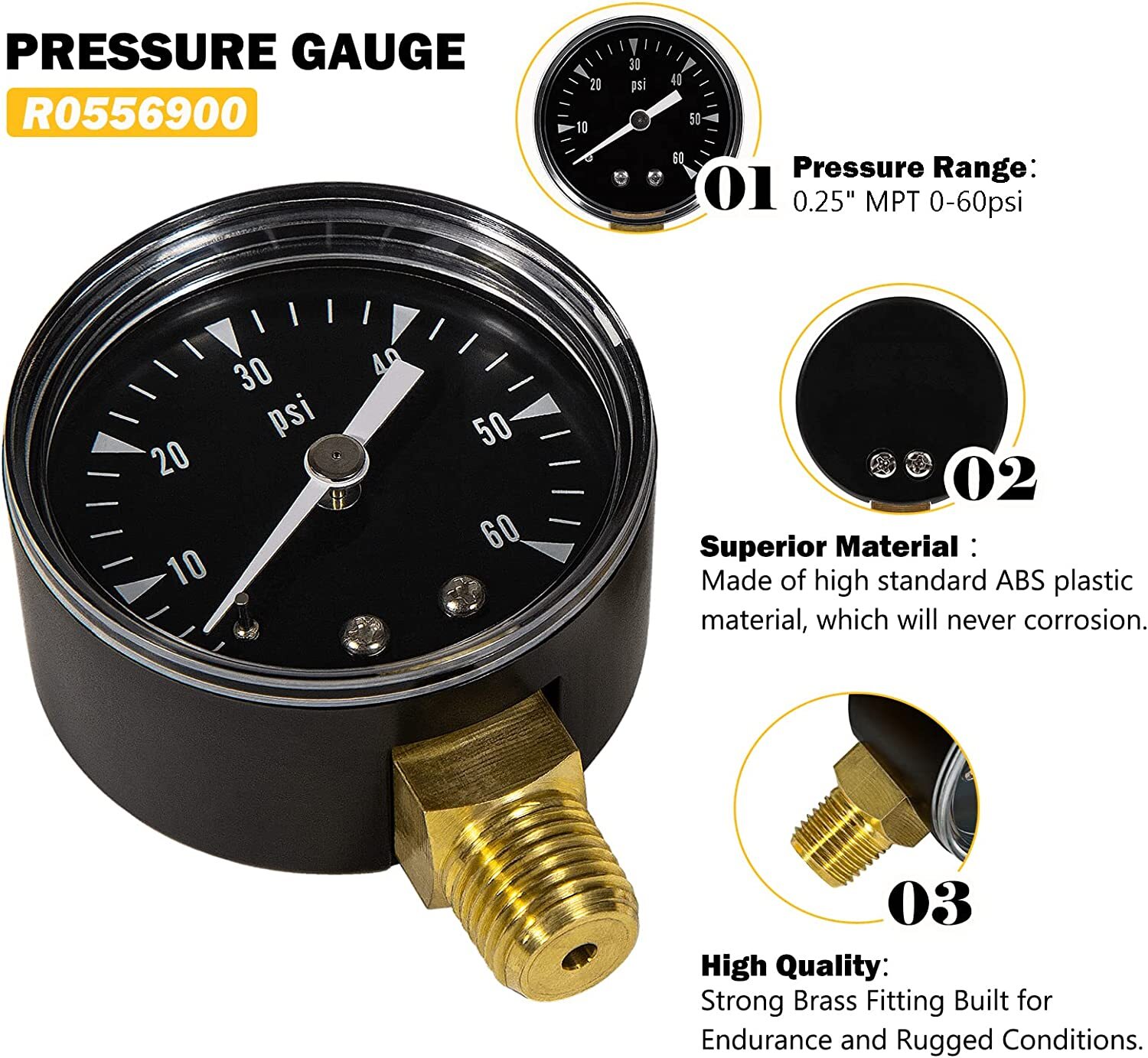 R0556900 0.25" MPT 0-60psi Pressure Gauge for Zodiac Jandy CS CJ Series CS100