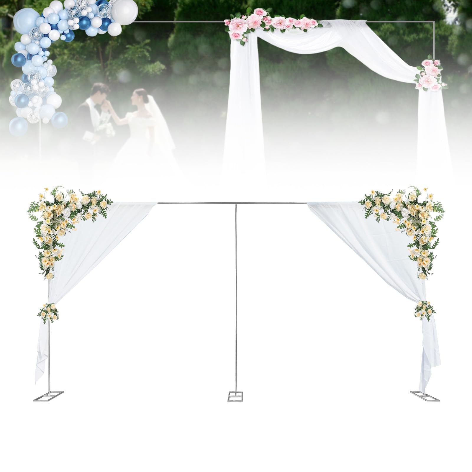 19.7x9.8 Ft Heavy Duty Wedding Backdrop Stand Adjustable Telescopic Kit